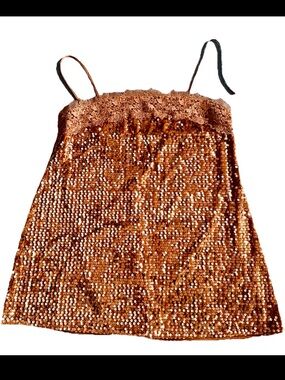 Intimately Free People Copper Sequin Mini Dress Size Small NWT Imperfections